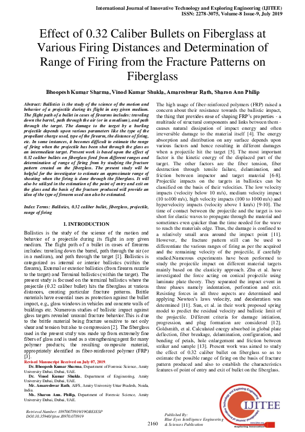 (PDF) Effect of 0.32 Caliber Bullets on Fiberglass at Various Firing ...