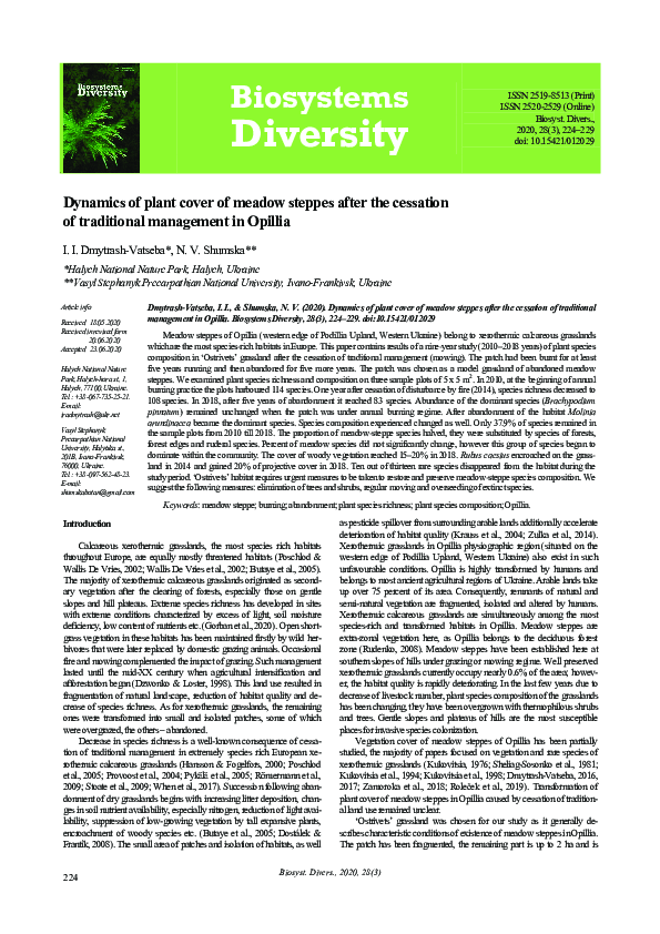 (PDF) Dynamics of plant cover of meadow steppes after the cessation of ...