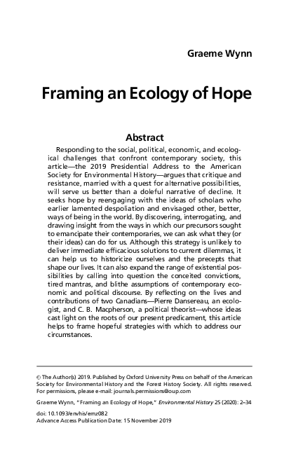 (PDF) Framing an Ecology of Hope