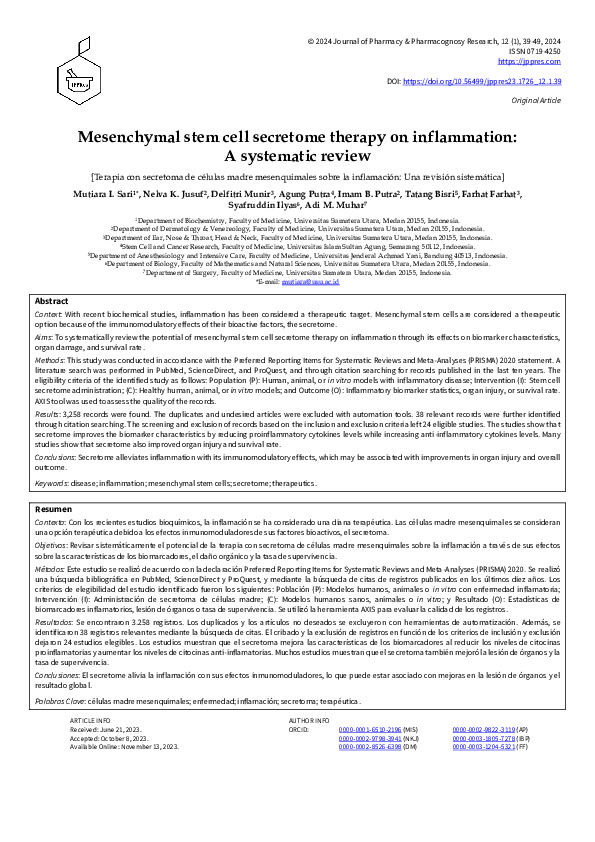 (PDF) Mesenchymal stem cell secretome therapy on inflammation: A ...