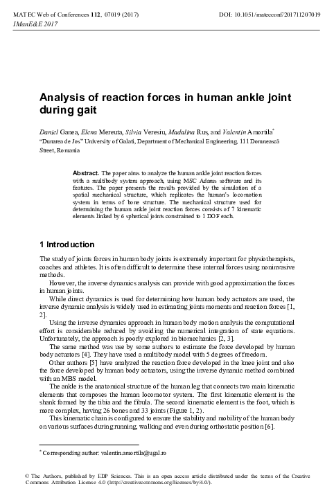 (PDF) Analysis of reaction forces in human ankle joint during gait