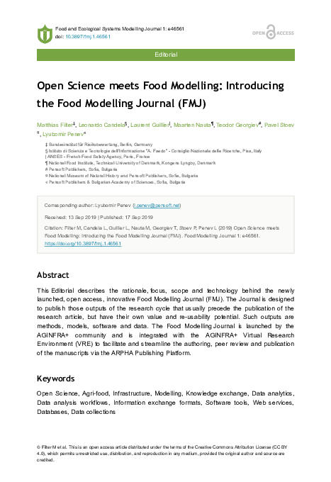 (PDF) Open Science meets Food Modelling: Introducing the Food Modelling ...