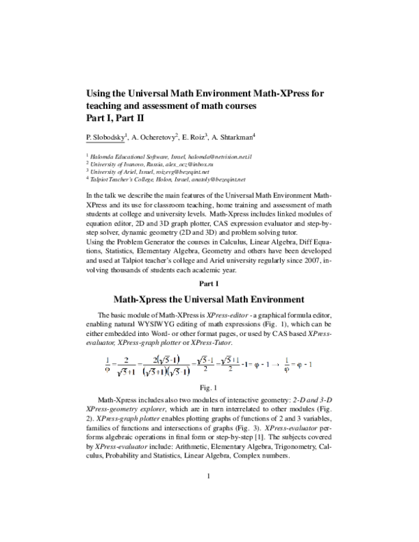 (PDF) Using the Universal Math Environment Math-XPress for Teaching and ...