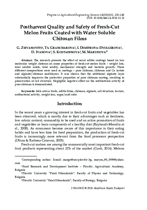 (PDF) Postharvest quality and safety of fresh-cut melon fruits coated ...