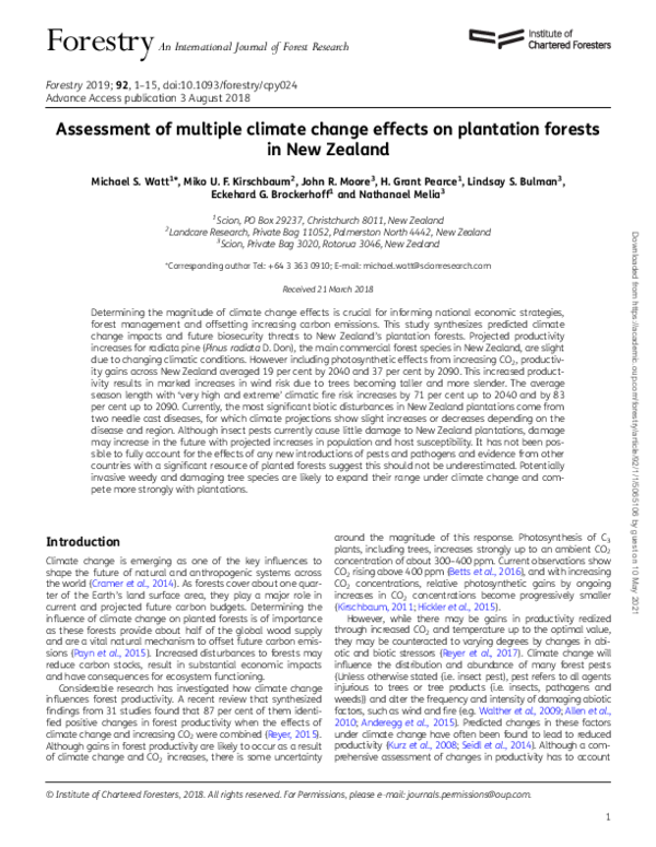(PDF) Assessment of multiple climate change effects on plantation ...