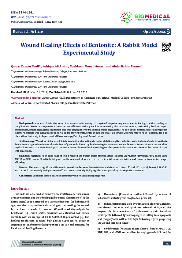 (PDF) Wound Healing Effects of Bentonite: A Rabbit Model Experimental Study