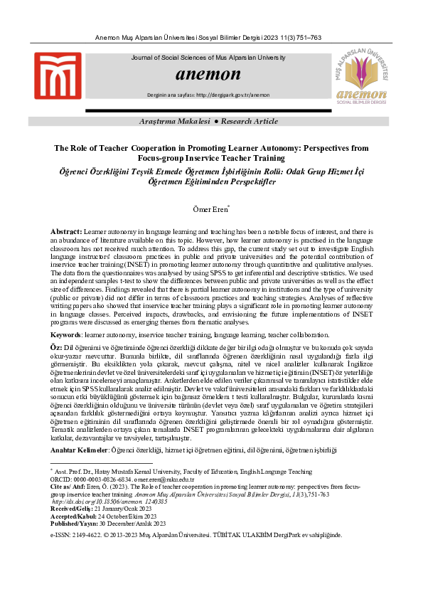 (PDF) The Role of Teacher Cooperation in Promoting Learner Autonomy ...