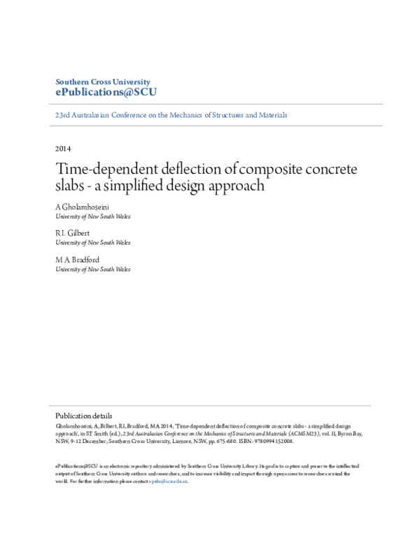 (PDF) Time-dependent deflection of composite concrete slabs: A ...
