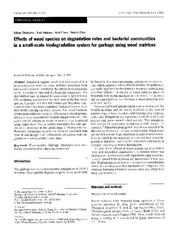 (PDF) Effects of wood species on degradation rates and bacterial ...