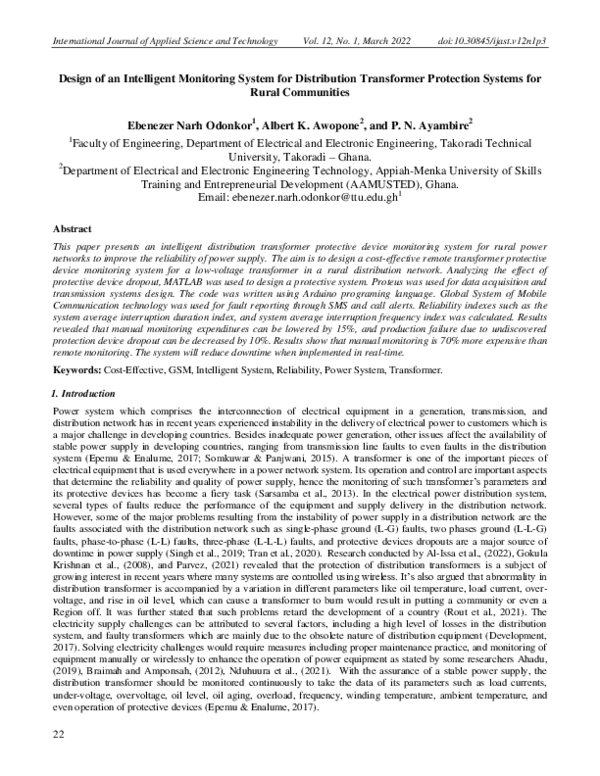 (PDF) Design of an Intelligent Monitoring System for Distribution ...