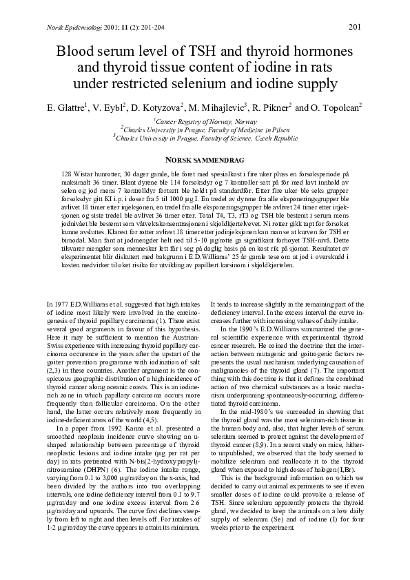 (PDF) Blood serum level of TSH and thyroid hormones and thyroid tissue ...