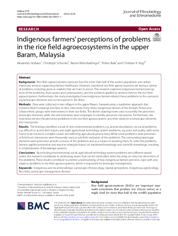 (PDF) Indigenous farmers’ perceptions of problems in the rice field ...
