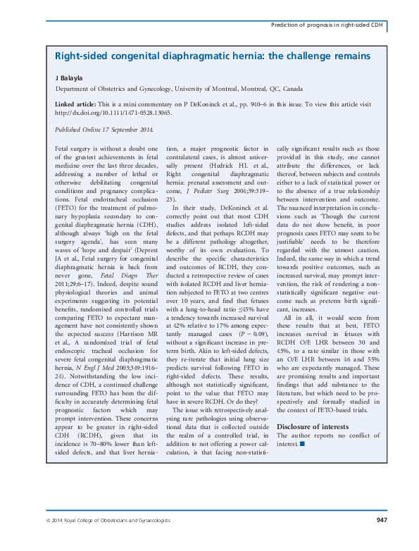 (PDF) Right-sided congenital diaphragmatic hernia - case report