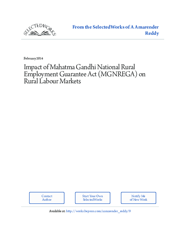 (PDF) Impact of Mahatma Gandhi National Rural Employment Guarantee Act ...
