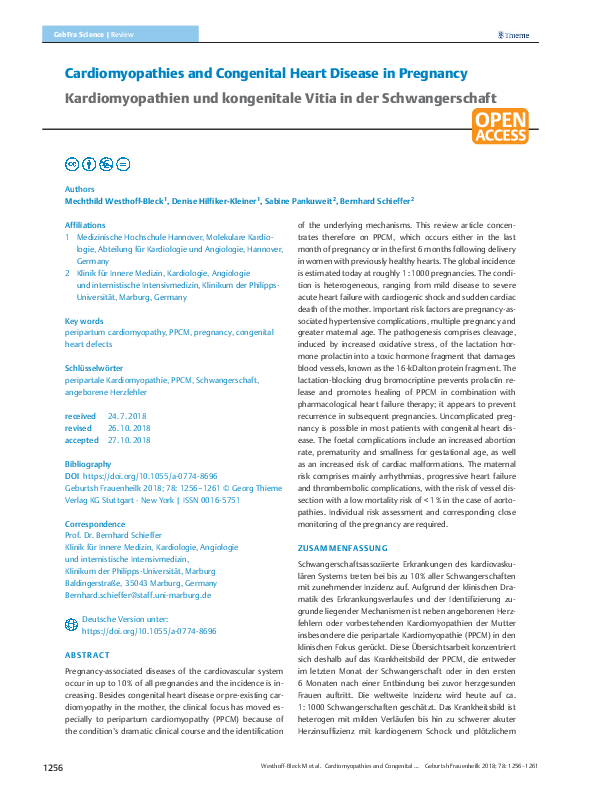 (PDF) Cardiomyopathies and Congenital Heart Disease in Pregnancy