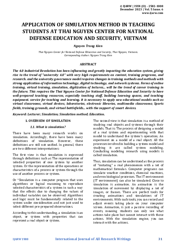(PDF) APPLICATION OF SIMULATION METHOD IN TEACHING STUDENTS AT THAI ...