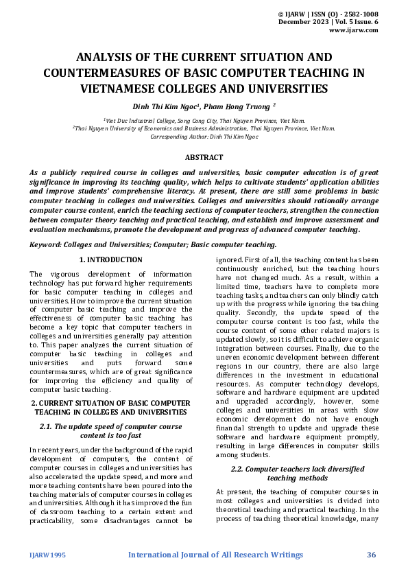(PDF) ANALYSIS OF THE CURRENT SITUATION AND COUNTERMEASURES OF BASIC ...