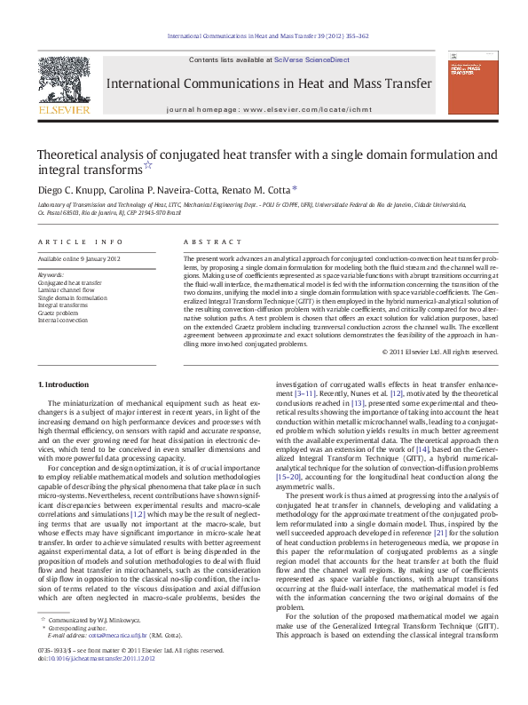 (PDF) Theoretical analysis of conjugated heat transfer with a single ...