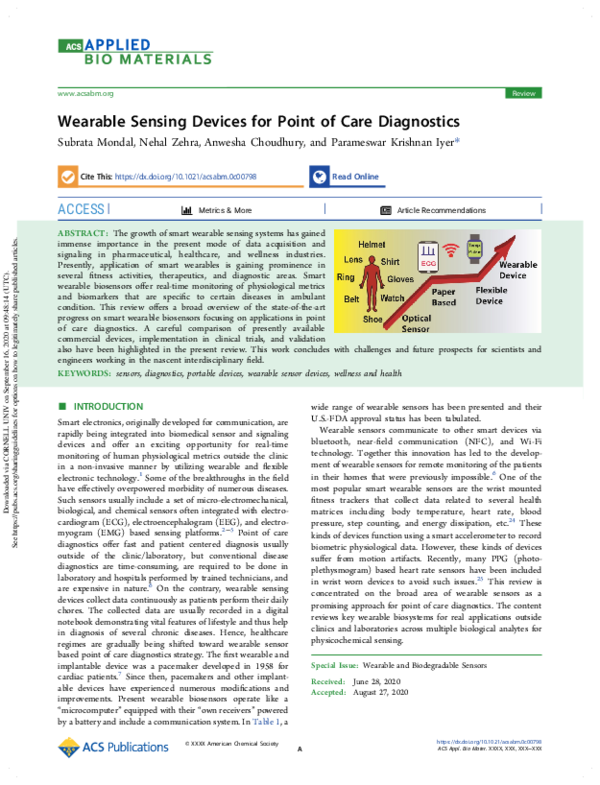 (PDF) Wearable Sensing Devices for Point of Care Diagnostics