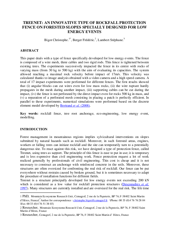 (PDF) Treenet: an innovative type of rockfall protection fence on ...