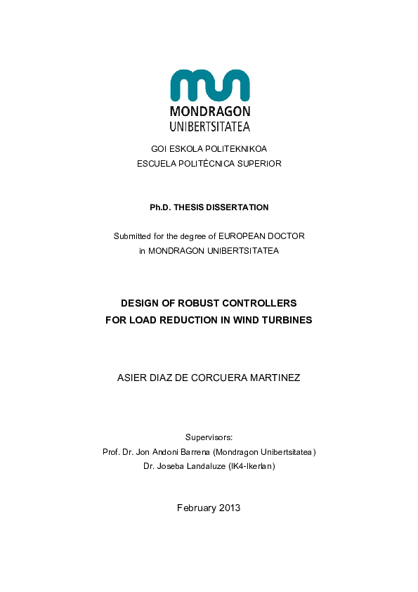 (PDF) Design of Robust Controllers for Load Reduction in Wind Turbines