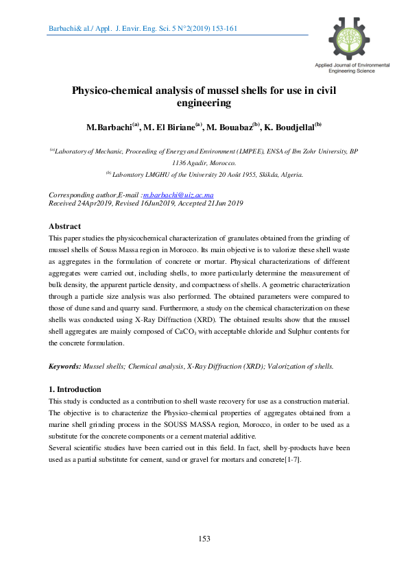 (PDF) Physico-chemical analysis of mussel shells for use in civil ...