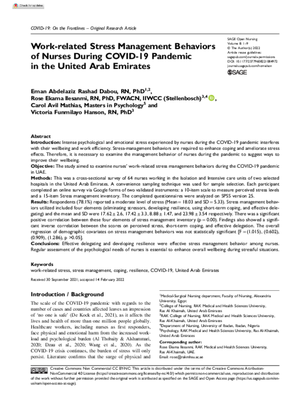 (PDF) Work-related Stress Management Behaviors of Nurses During COVID ...
