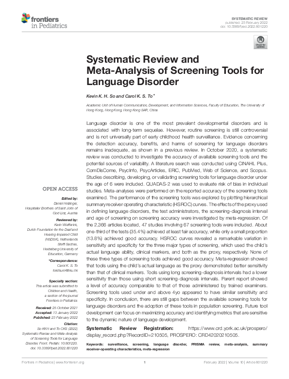 (PDF) Systematic Review and Meta-Analysis of Screening Tools for ...