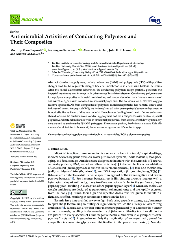 (PDF) Antimicrobial Activities of Conducting Polymers and Their Composites