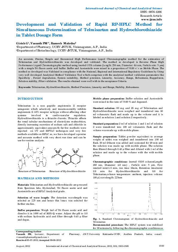 (PDF) Development and Validation of Rapid RP-HPLC Method for ...