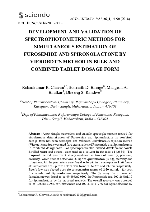 (PDF) Development and Validation of Spectrophotometric Methods for ...