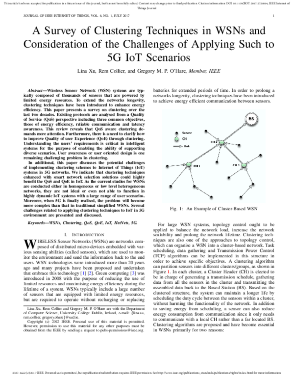 (PDF) A Survey of Clustering Techniques in WSNs and Consideration of ...