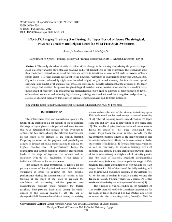 (PDF) Physiological and psychological adaptations during taper in ...