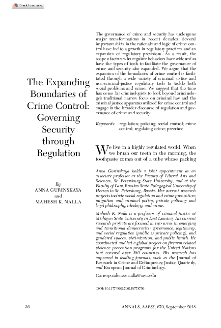 (PDF) The Expanding Boundaries of Crime Control: Governing Security ...