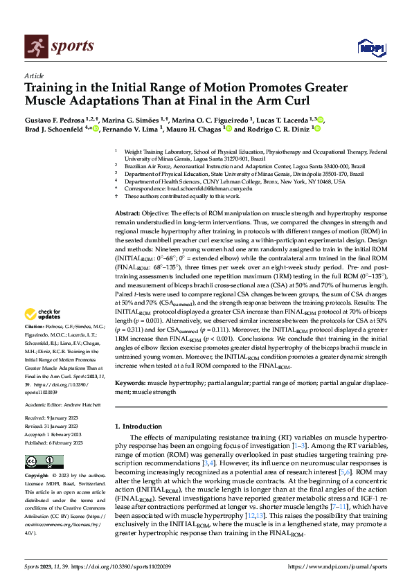 (PDF) Training in the Initial Range of Motion Promotes Greater Muscle ...