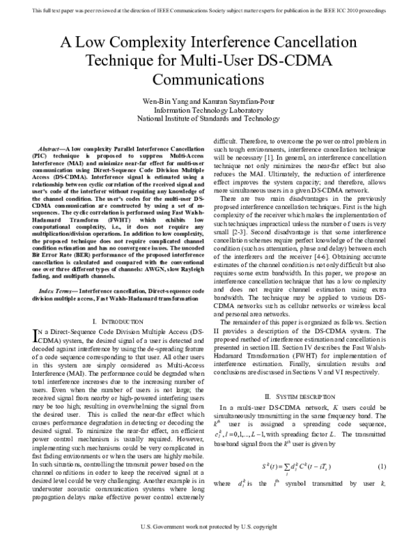 (PDF) A Low Complexity Interference Cancellation Technique for Multi ...