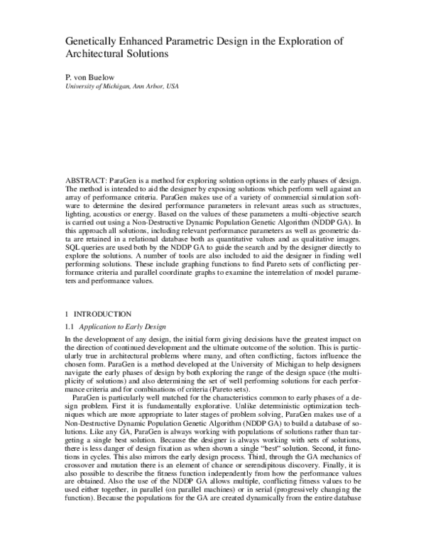(PDF) Genetically enhanced parametric design in the exploration of ...