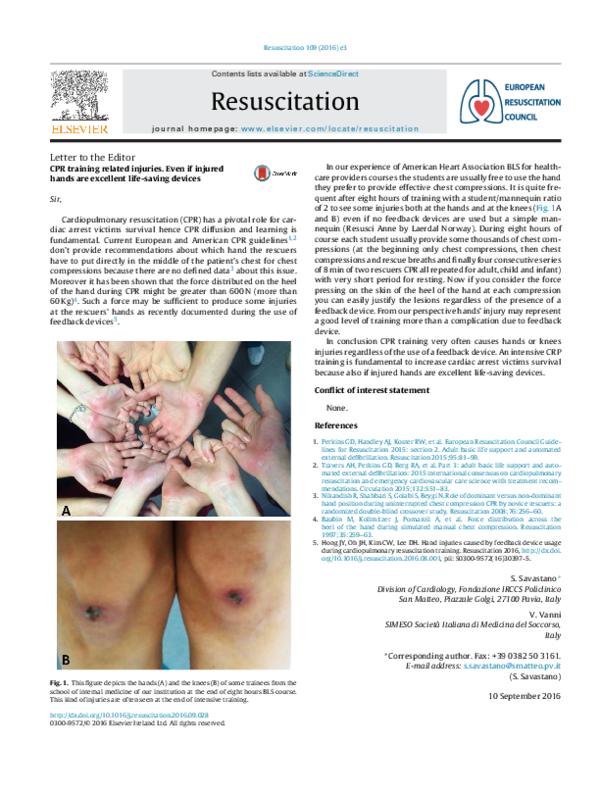 (PDF) CPR training related injuries. Even if injured hands are ...