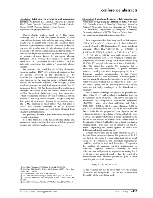 (PDF) A modulated structure determination and refinement using marginal ...