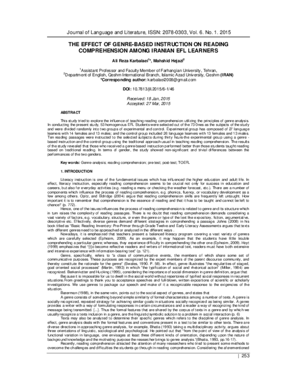 (PDF) The effect of genre-based instruction on reading comprehension ...