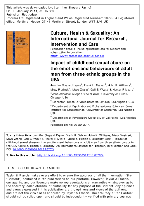 (PDF) Impact of childhood sexual abuse on the emotions and behaviours ...