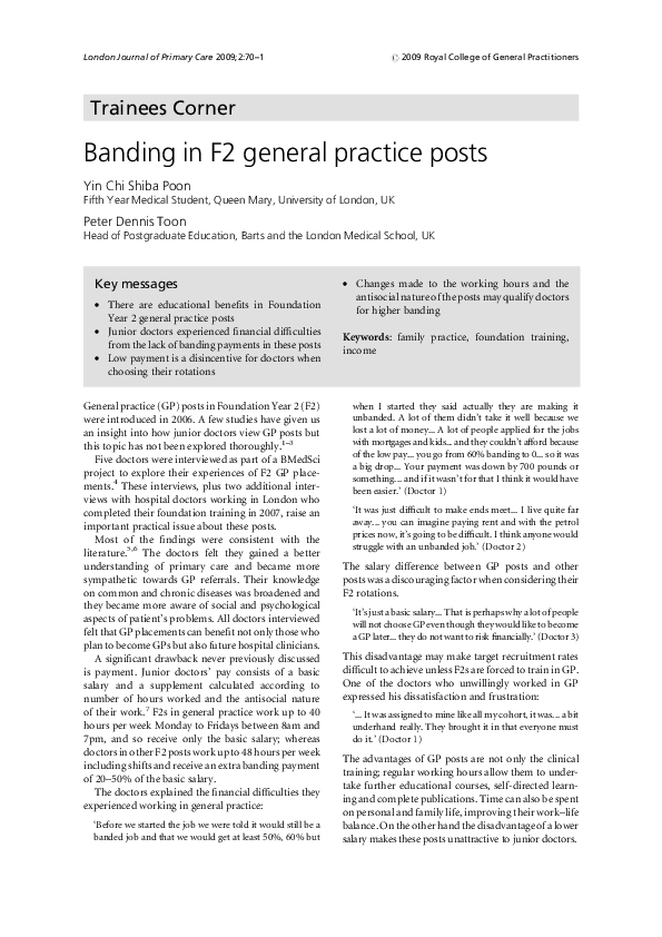 (PDF) Banding in F2 general practice posts