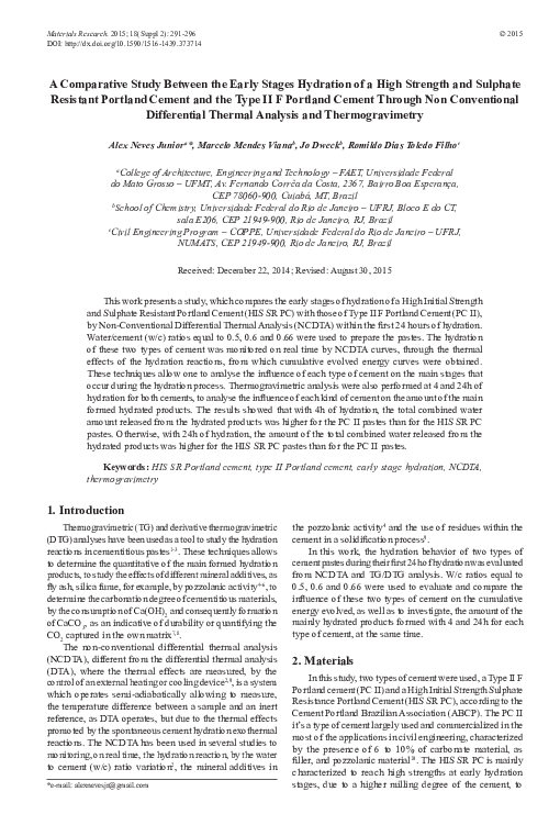 (PDF) A Comparative Study Between the Early Stages Hydration of a High ...