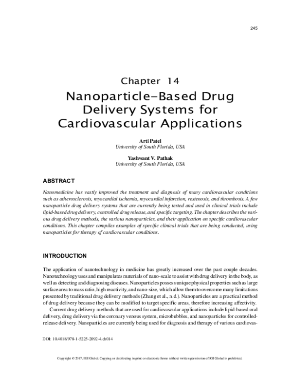 (PDF) Nanoparticle-Based Drug Delivery Systems for Cardiovascular ...