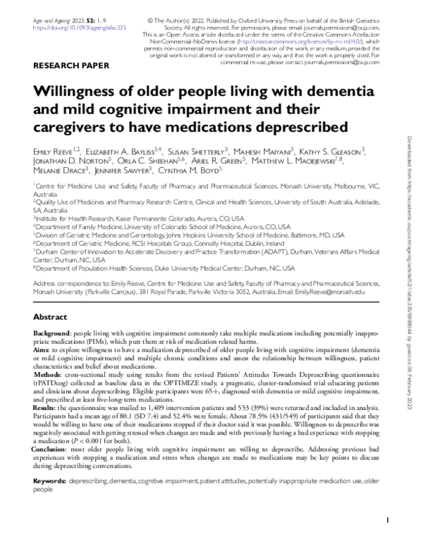 (PDF) Willingness of older people living with dementia and mild ...