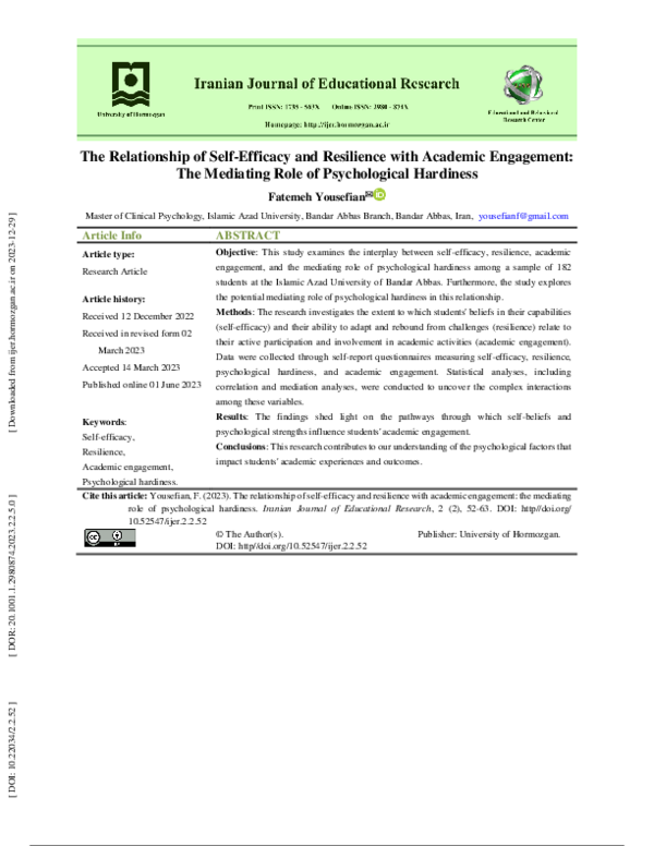 (PDF) The relationship of self-efficacy and resilience with academic ...