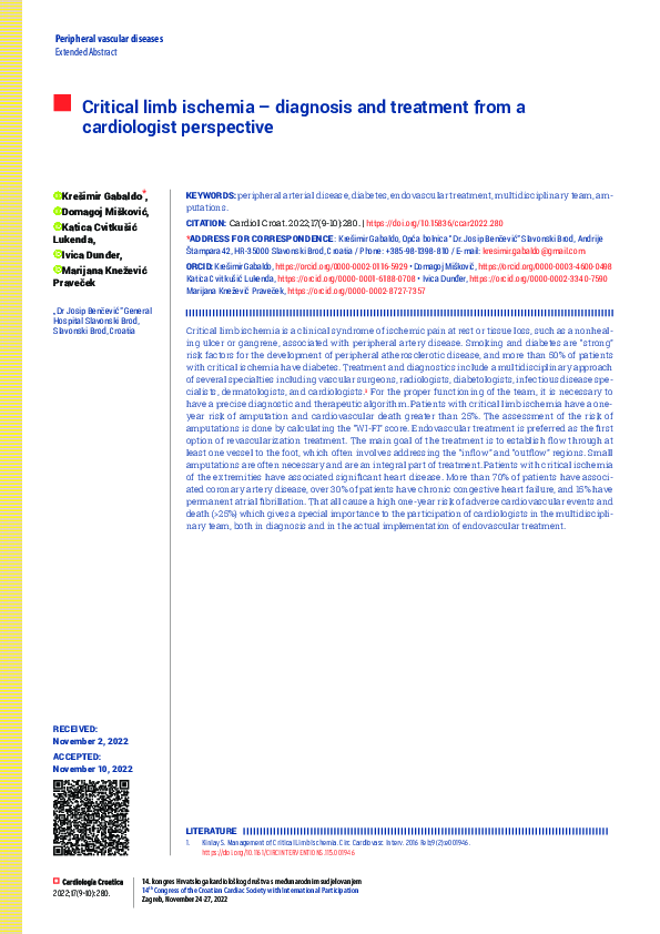 (PDF) Critical limb ischemia – diagnosis and treatment from a ...