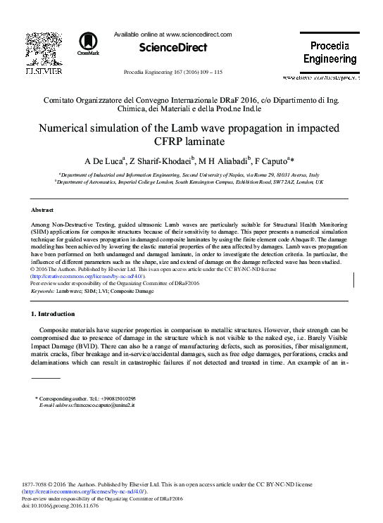 (PDF) Numerical Simulation of Lamb Wave Propagation in Isotropic ...