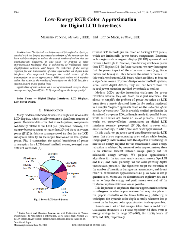 (PDF) Low-energy RGB color approximation for digital LCD interfaces