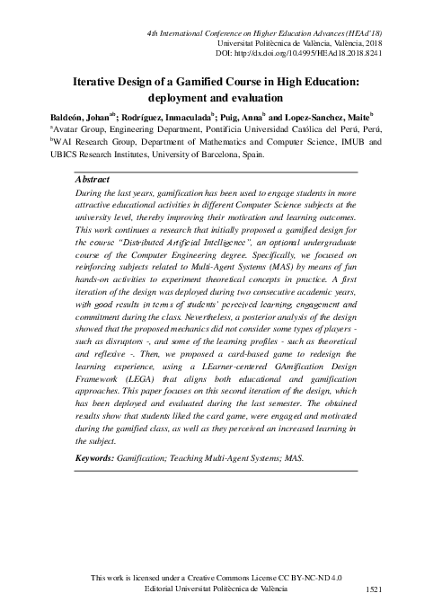 (PDF) Iterative Design of a Gamified Course in High Education ...